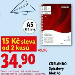 Lidl CRELANDO Spirálový blok A5 1 nabídka