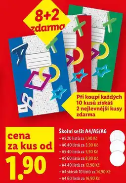 Lidl Školní sešit A4/A5/A6 nabídka