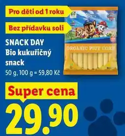 Lidl SNACK DAY Bio kukuřičný snack nabídka