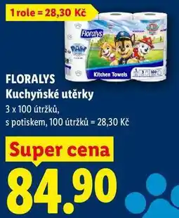 Lidl FLORALYS Kuchyňské utěrky, 3 x 100 útržků nabídka