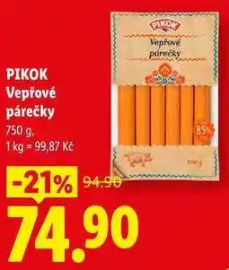 Lidl PIKOK Vepřové párečky nabídka
