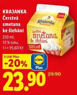 Lidl KRAJANKA Čerstvá smetana ke šlehání nabídka
