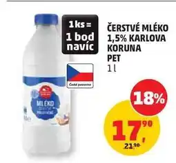 Penny Market Čerstvé mléko 1,5% Karlova Koruna PET nabídka