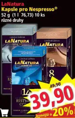 Norma LaNatura kapsle pro Nespresso nabídka