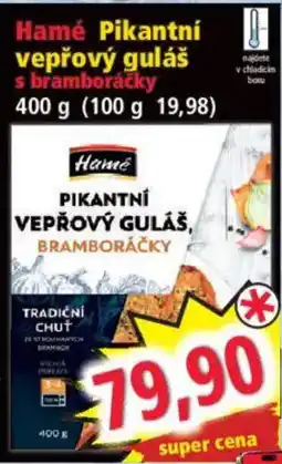 Norma Hame pikantní vepřový guláš s bramboráčky nabídka