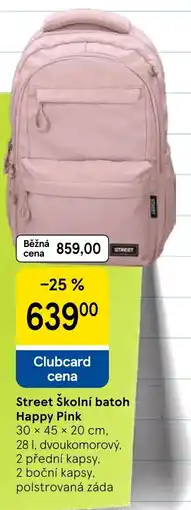 Tesco Street Školní batoh Happy Pink nabídka