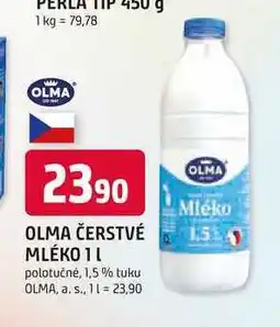 Trefa OLMA ČERSTVÉ MLÉKO 1l polotučné, 1,5% tuku nabídka