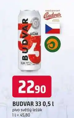 Trefa BUDVAR 33 0,5l pivo světlý ležák nabídka