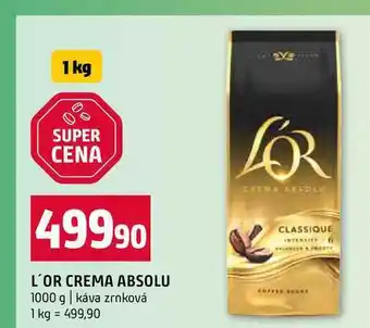 Terno L'OR CREMA ABSOLU 1000 g káva zrnková nabídka