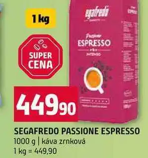 Terno SEGAFREDO PASSIONE ESPRESSO 1000 g káva zrnková nabídka