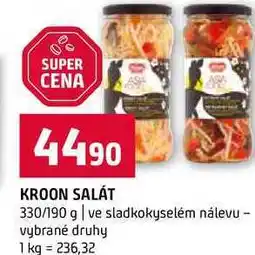 Terno KROON SALÁT 330/190 g ve sladkokyselém nálevu vybrané druhy nabídka