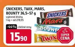Terno SNICKERS, TWIX, MARS, BOUNTY 36,5-57 g vybrané druhy nabídka