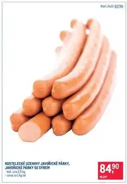 Makro KOSTELECKÉ UZENINY JAVOŘICKÉ PÁRKY, JAVOŘICKÉ PÁRKY SE SÝREM nabídka