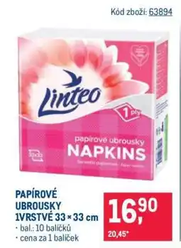 Makro Papírové ubrousky 1vrstvé 33 × 33 cm nabídka