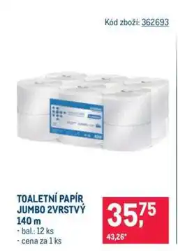 Makro TOALETNÍ PAPÍR JUMBO 2VRSTVÝ 140 m nabídka