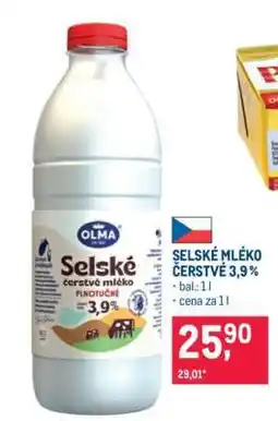 Makro Selské mléko čerstvé 3,9 % nabídka
