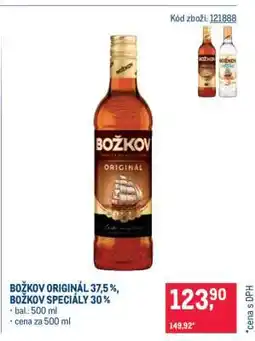 Makro BOŽKOV ORIGINÁL 37,5 %, BOŽKOV SPECIÁLY 30 % nabídka