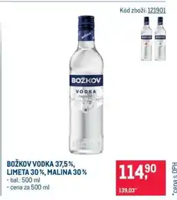 Makro BOŽKOV VODKA 37,5 %, LIMETA 30 %, MALINA 30 % nabídka