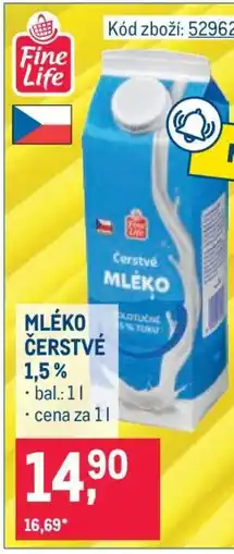 Makro Mléko čerstvé 1,5 % nabídka