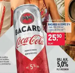 Makro BACARDI & COKE 5 % nabídka