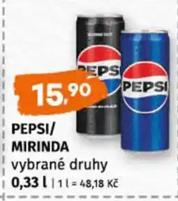 Terno PEPSI, MIRINDA vybrané druhy nabídka