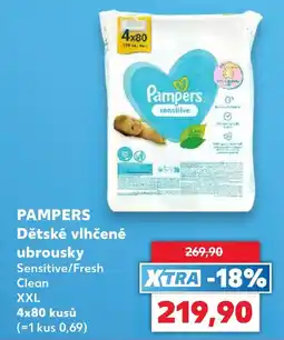 Kaufland Pampers dětské vlhčené ubrousky sensitive/fresh clean xxl nabídka