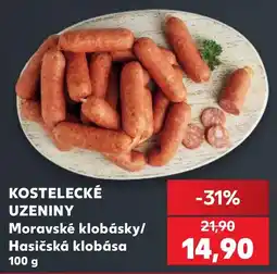 Kaufland Kostelecké uzeniny moravské klobásky/hasičská klobása nabídka