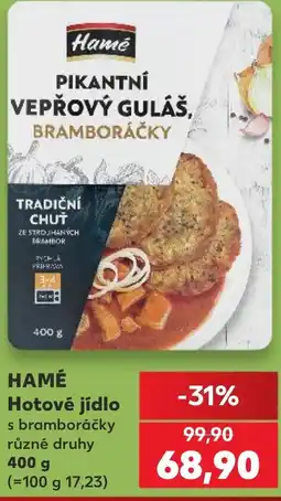 Kaufland Hamé pikantní vepřový guláš bramboráčky nabídka