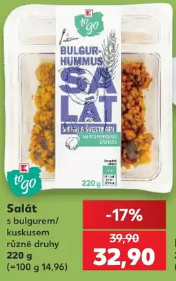 Kaufland K to go bulgur-hummus salát s mrkvi a švestkami nabídka