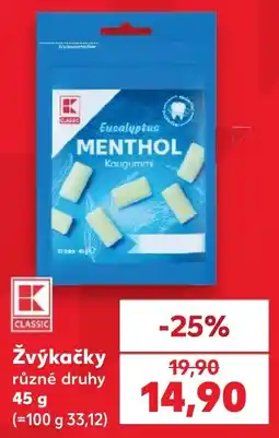 Kaufland K Classic žvýkačky menthol nabídka