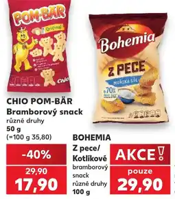 Kaufland Chio pom-bär bramborový snack nabídka