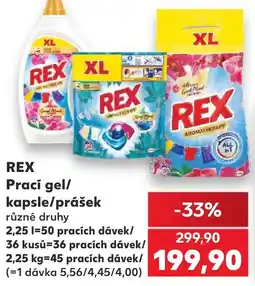 Kaufland Rex prací gel/kapsle/prášek nabídka