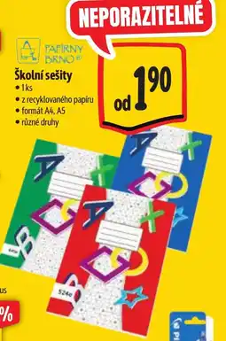 Albert Papírný Brno školní sešity nabídka