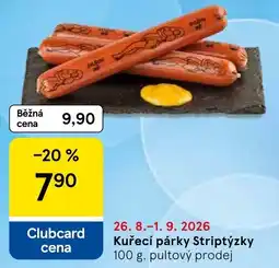 Tesco Kuřecí párky Striptýzky nabídka
