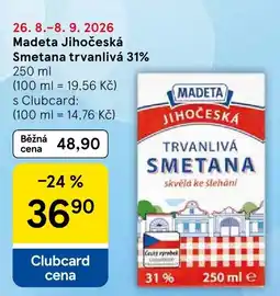 Tesco Madeta trvanlivá smetana nabídka