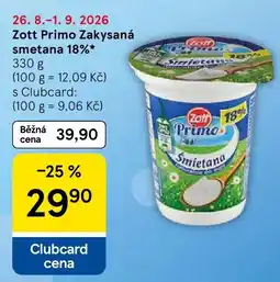 Tesco Zott Primo Zakysaná smetana 18% nabídka