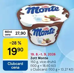 Tesco Zott Monte nabídka