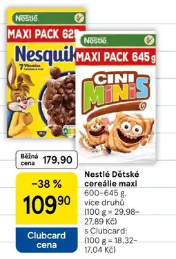 Tesco Nestlé Dětské cereálie maxi nabídka
