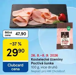 Tesco Kostelecké Uzeniny Poctivá šunka nabídka