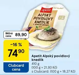 Tesco Apetit alpsky povidlový knedlík nabídka