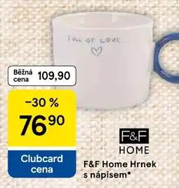 Tesco F&F Home Hrnek s nápisem nabídka