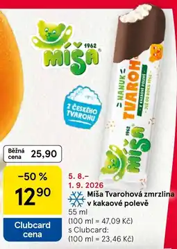 Tesco Míša Tvarohová zmrzlina v kakaové polevě nabídka