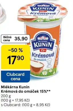 Tesco Mlékárna Kunín Krémová do omáček 15%** nabídka