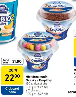 Tesco Mlékárna Kunín Ovesky a Krupičky nabídka