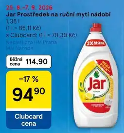 Tesco Jar prostředek na ruční mytí nádobí nabídka