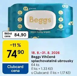 Tesco Beggs vlhčené splachovatelné ubrousky nabídka