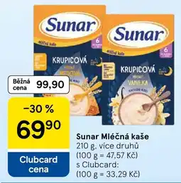 Tesco Sunar mléčná kaše nabídka