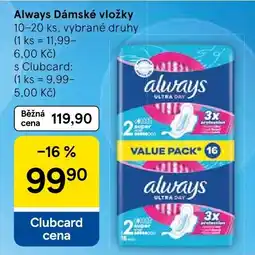 Tesco Always Dámské vložky nabídka