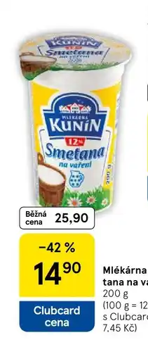 Tesco Kunín Smetana na vaření nabídka