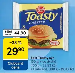 Tesco Zott Toasty sýr nabídka